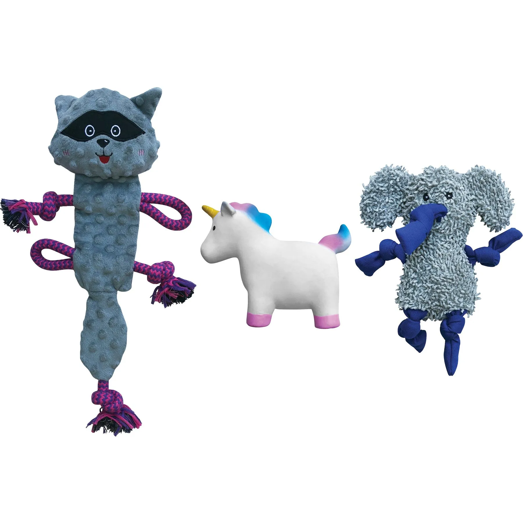 Plush Rope Squeaky Plush & Rope Dog Toy Set, 3 Count - Durable & Stuffing-Free ...