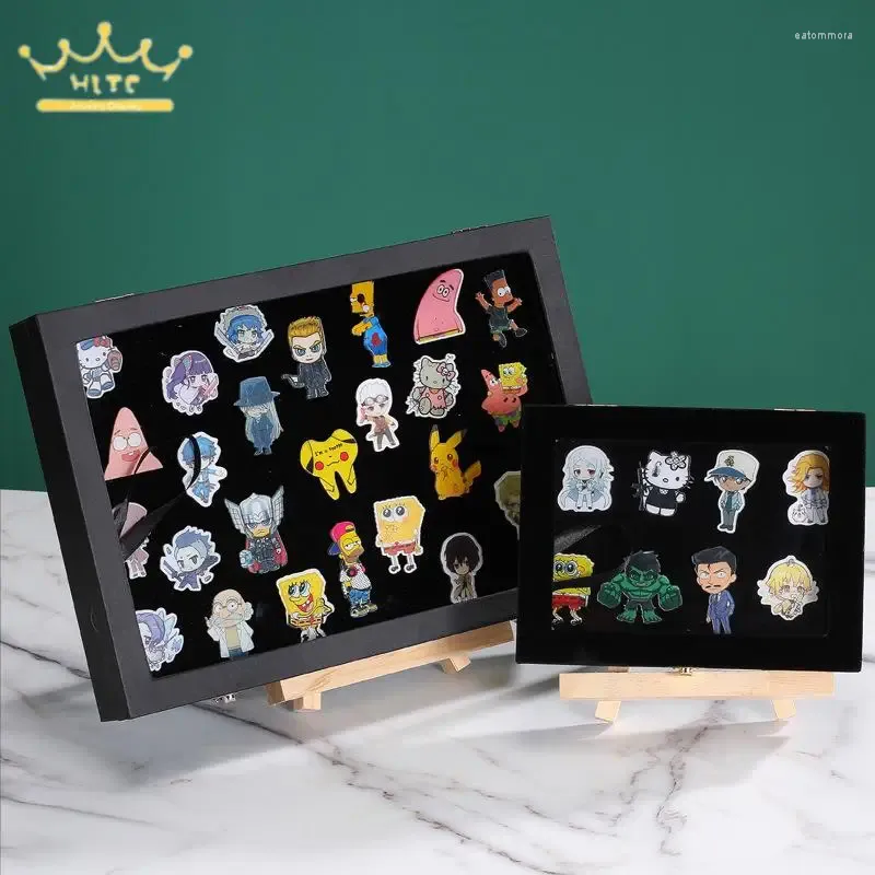 Jewelry Pouches Badge Storage Box Transparent Glass Dust Cover Brooch Collection Medal Display Board