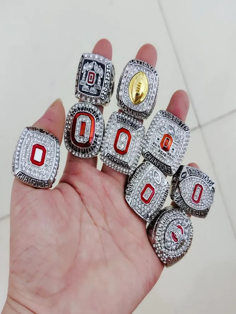 2020 hurtowa 9pcs Ohio State Buckeyes National Championship Ring Zestaw Solid Men Fan Brithday Gift Wholesale Drop Shipping 8501510