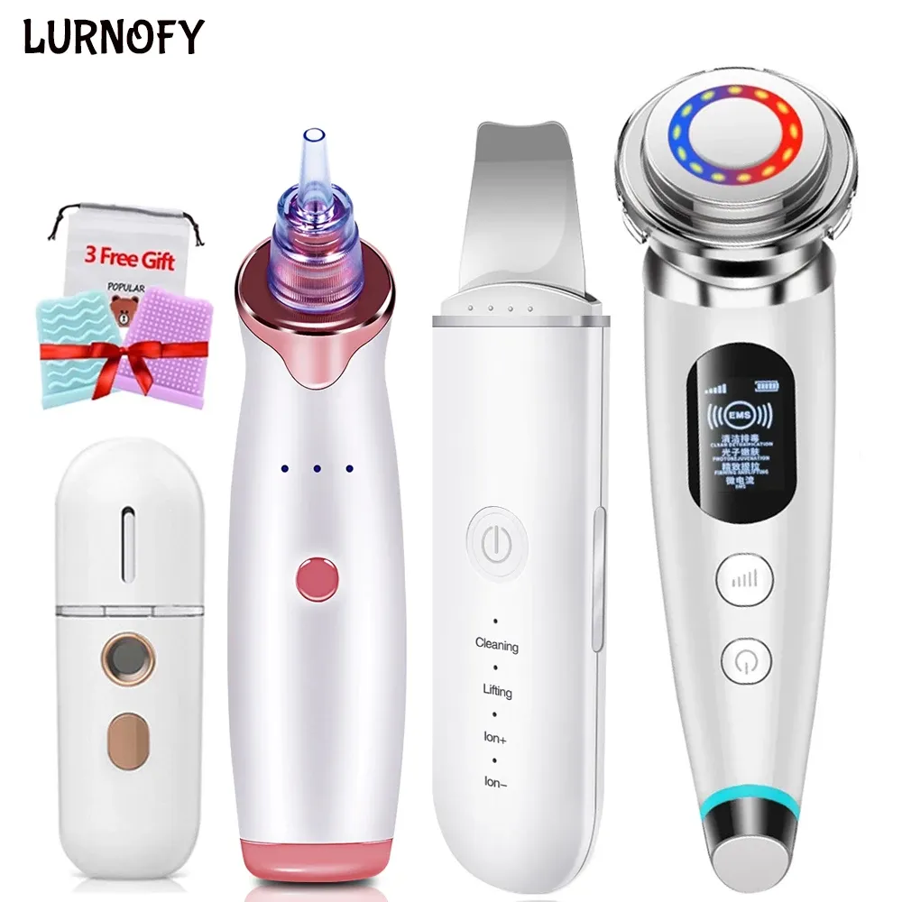 Instrument Ultrasonic Skin Scrubber EMS Facial Massager Led Face Lifting Device Blackhead Remover Vacuum Por Cleaner rynkor Borttagning