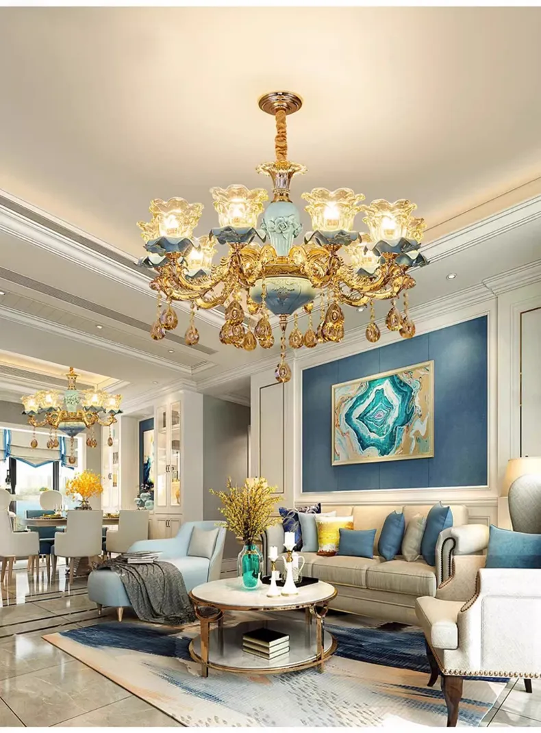 リビングルームシャンデリア：ダイニングルーム用のモダンなクリスタル