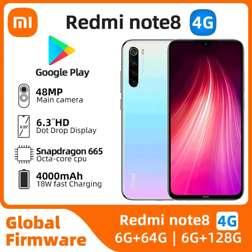 Xiaomi Redmi Note 8 4G Låst upp 128G alla färger bra skick begagnad telefon