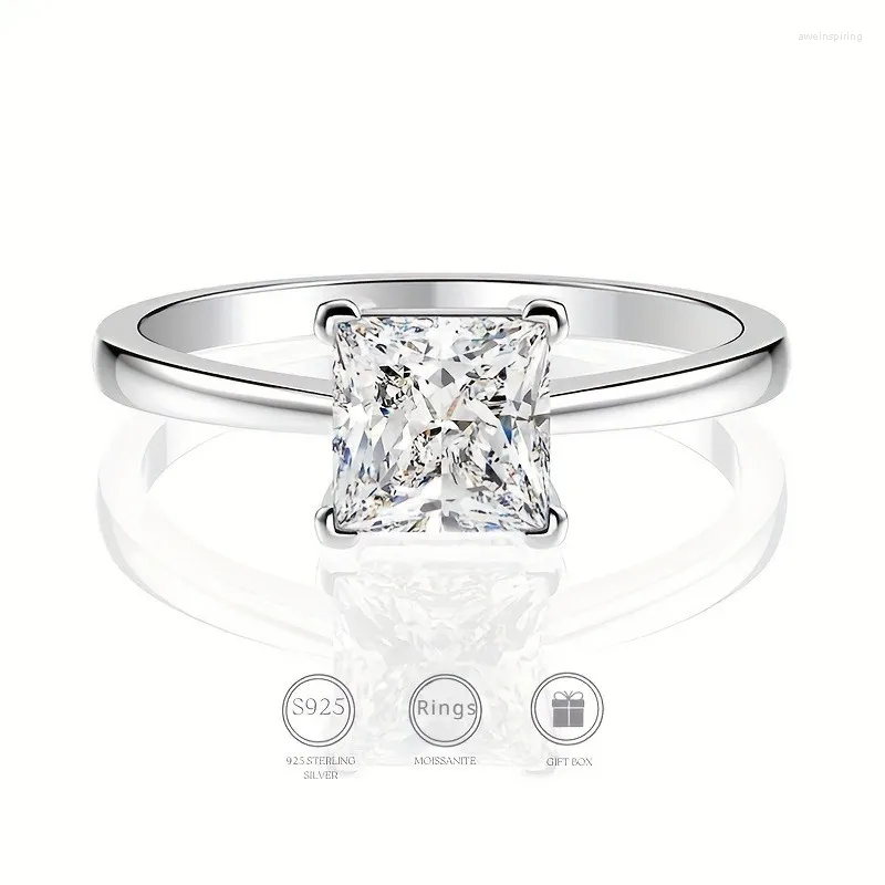 Cluster ringen van hoge kwaliteit 1ct moissanite belofte ring met doos 18k goud vergulde verloving bruiloft sieraden voor vrouwelijk avondfeestdecoratie