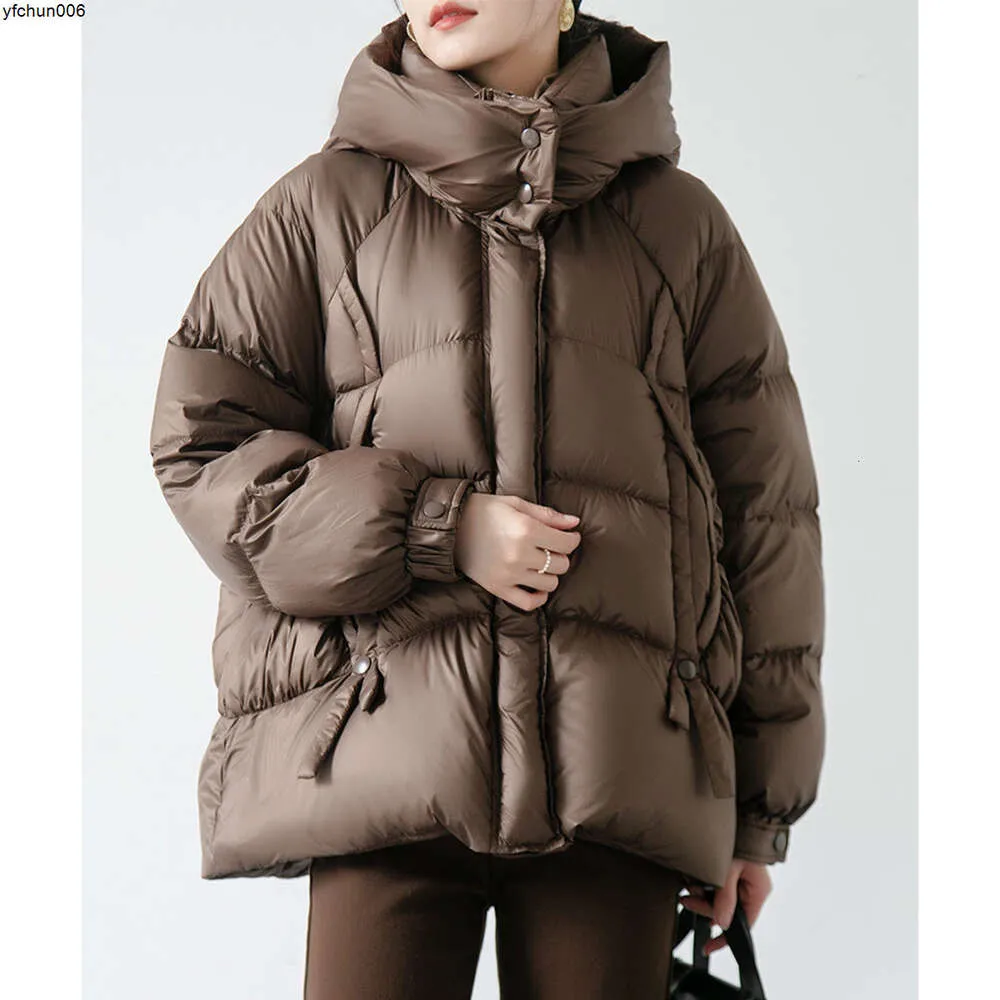 Live Product Spring New 90 White Goose Down Jacket Womens Standing Collar Hooded Mid Length Warm {category} 6msw