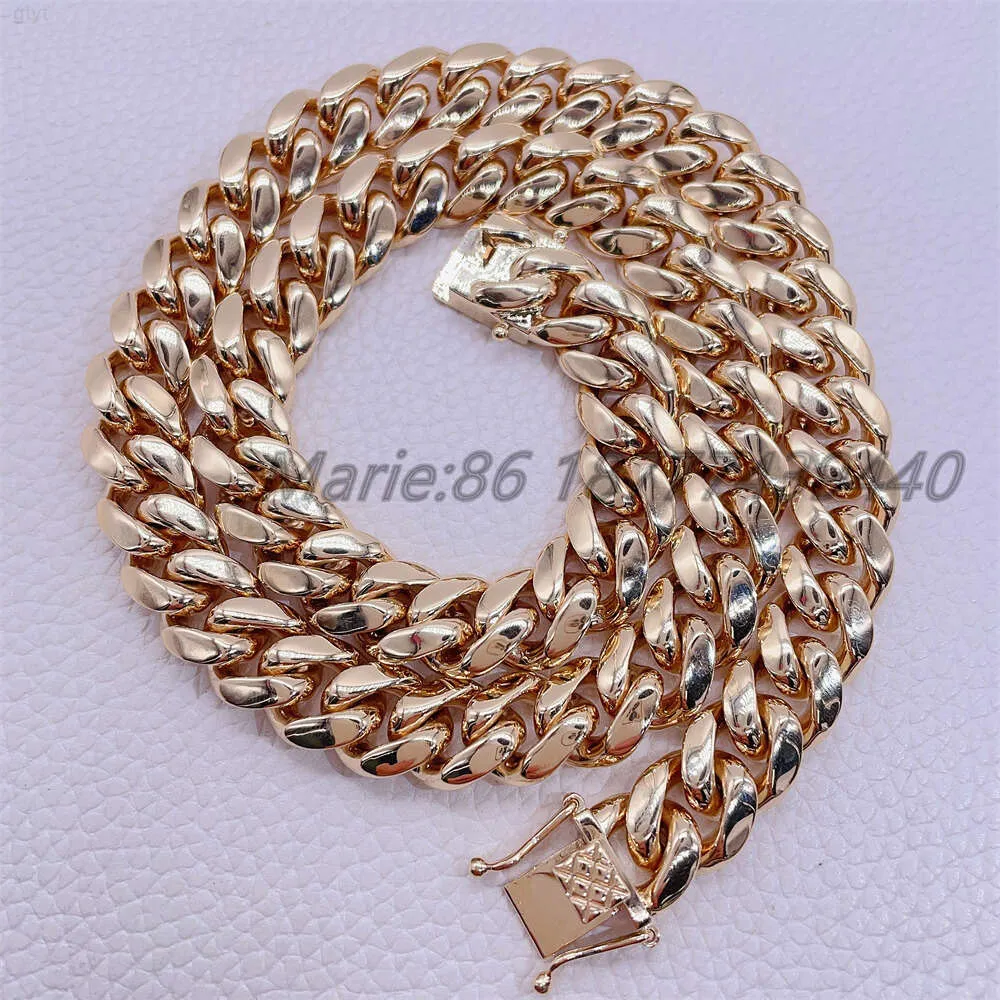 Luxe hiphop sieraden met certificaat 12 mm 20 inches vaste gouden Cubaanse linkketen 14k Cuban Link Real Gold Necklace
