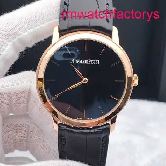 AP ATTORALAGE GORDE LA LIGNE 18K ROSE GOLD MÉCANATIQUE AUTALE MÉCANIQUE 41MM BLACK MENSE 15180OR.OO.A002CR.01 Crocodile en cuir STRAP