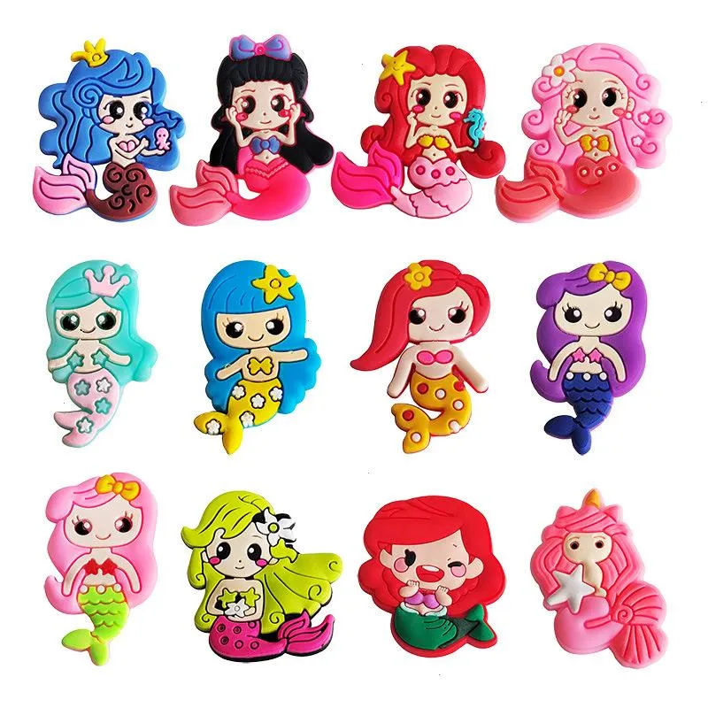 Anime Charmswholesale Childhood Memories Fairy Mermaid Princess Funny Gift Cartoon Charms Shoe Accessories PVC Decoratie Buckle Soft Rubber Clog Charms