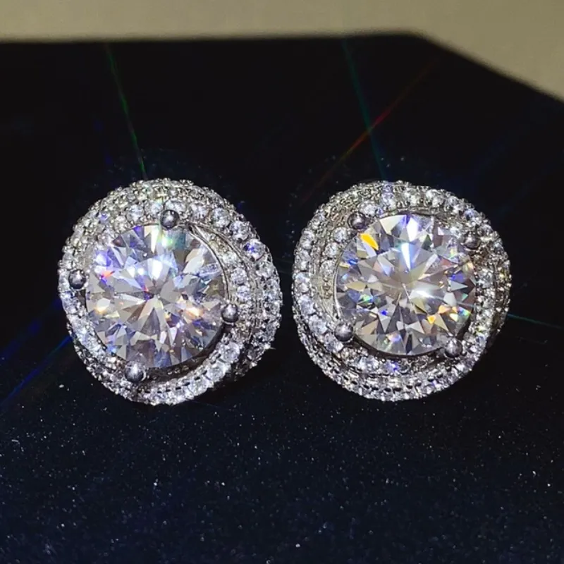Teste de aprovação total de 6ct Brincos de moissanita para meninas Mulheres S925 Sterling Silver Moissanite Brincos de diamante de diamante Jóias finas