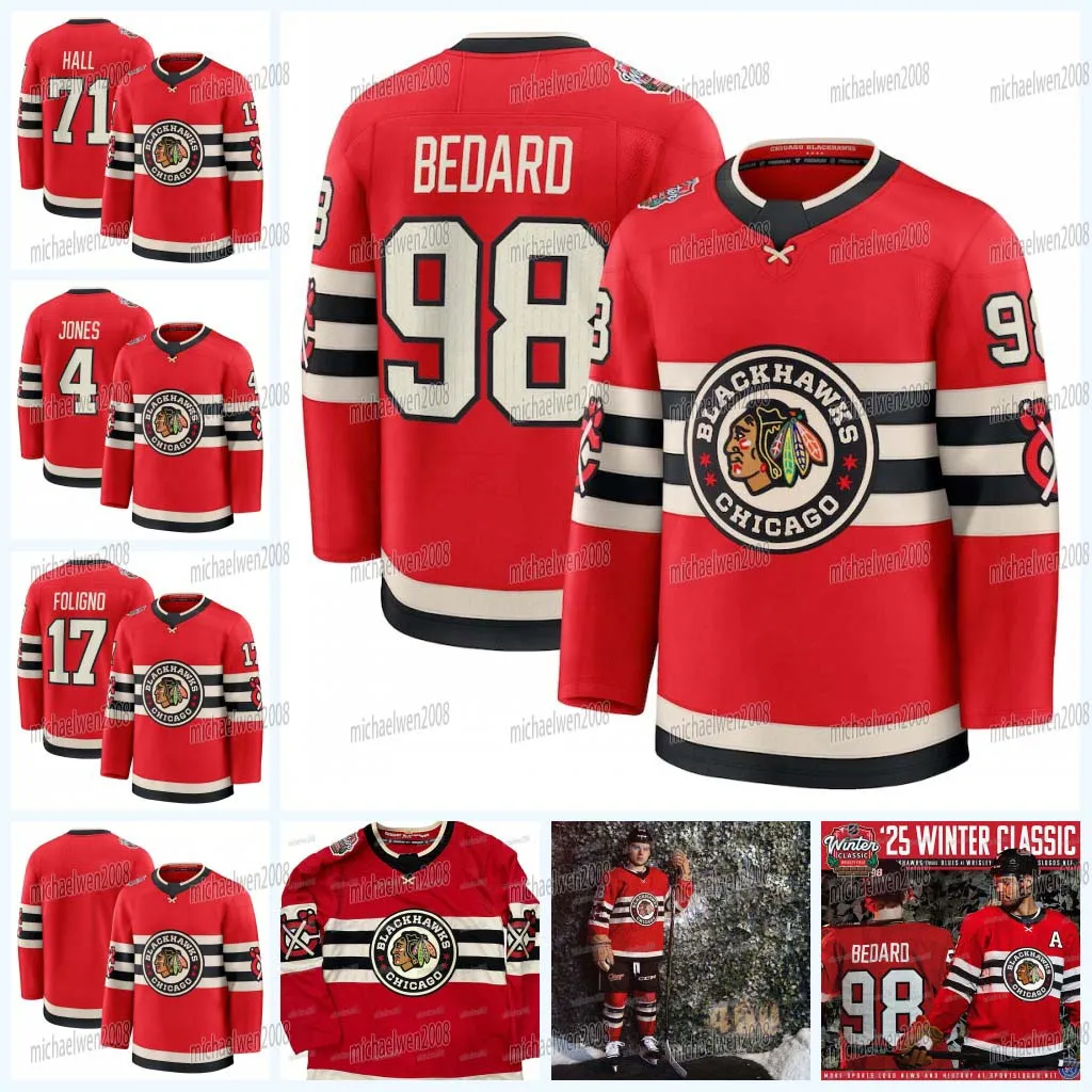 Save Big on Bulk Blackhawks Winter Classic Jersey 2024 Blackhawks Winter  Classic NHL Jersey Kurashev, Foligno, Hall, Teravainen, Anderson, Jones, - Main Image