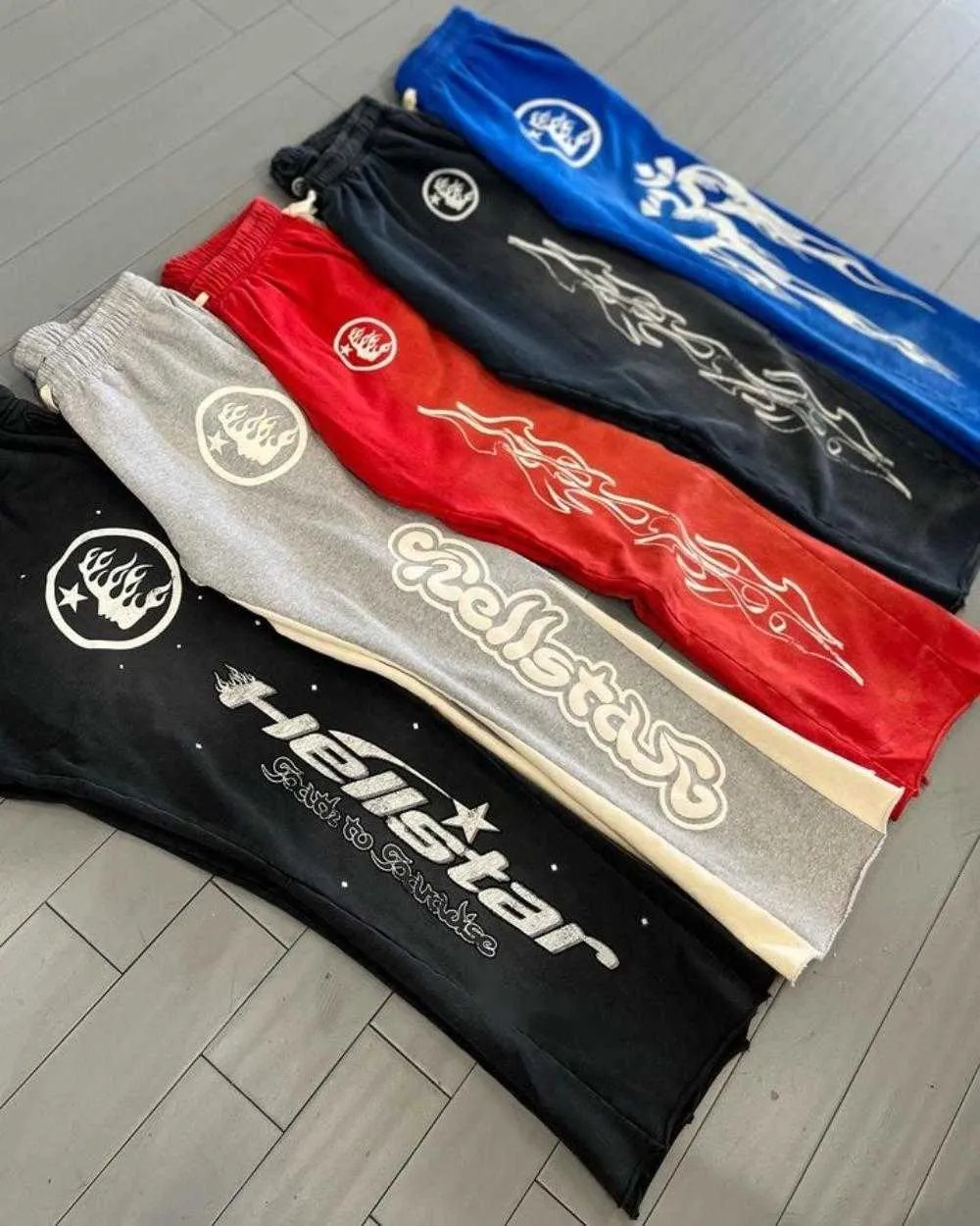 Pantalones para hombres y2k hombres vintage streetwear gris holgado infierno pantalones de carga de estrella joggers negros infernos de infierno azul brote rojo apilado ropa de chándal 230915