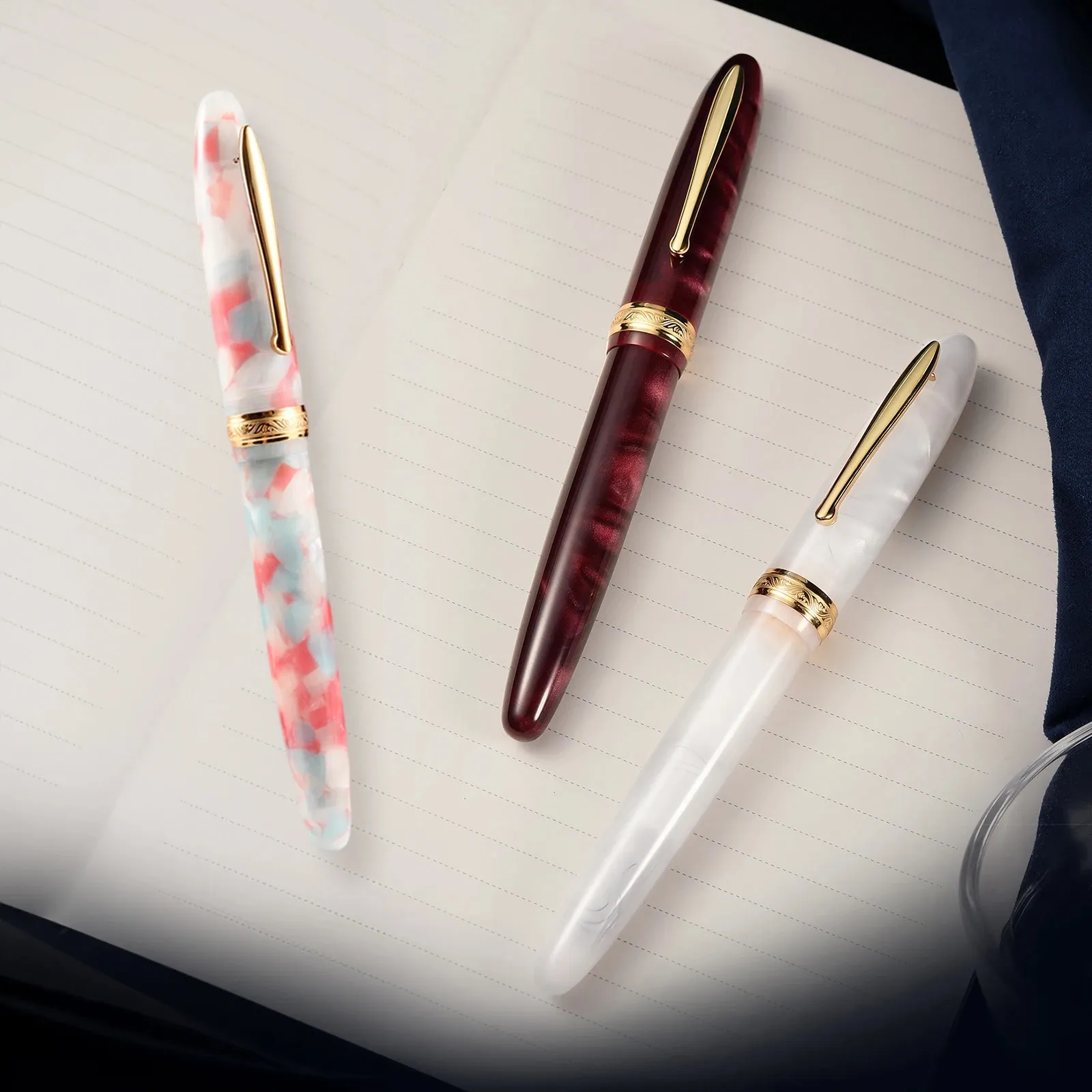 Hongdian N9 Fountain Pen Sea of ​​Cloud Series Steel/Blade NIB Business Office Signature Resin Pen Rotating Filling Gift Pens 240409