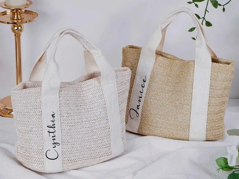 Bags Personalized Bridesmaid Beach Bag Small Burlap Custom Mini Tote Bags Wedding Gift With Name Bachelorette Party Favor Team Bride