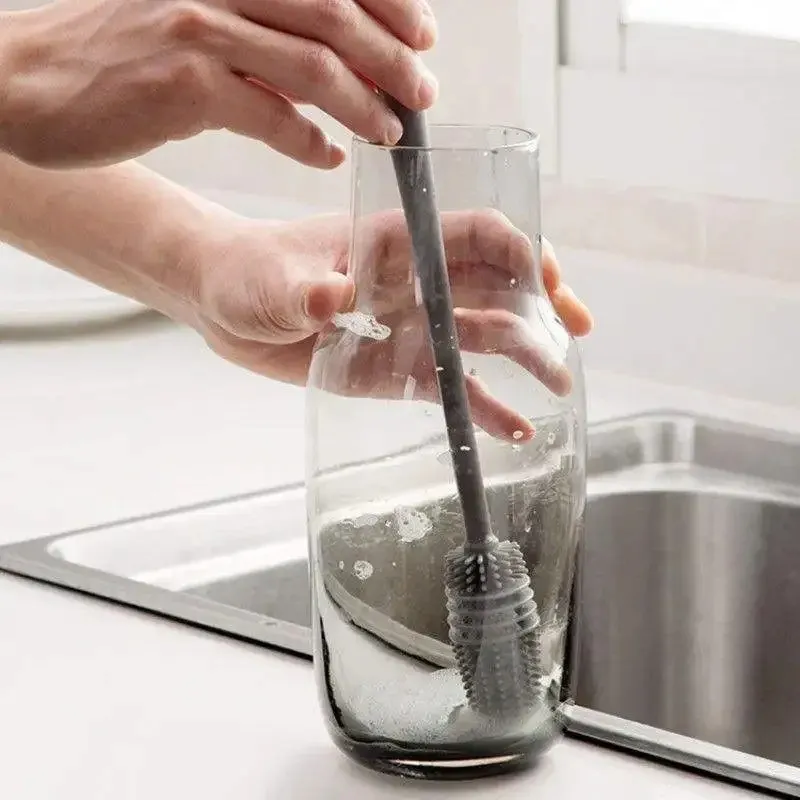 2024 Silicone Cup Brush Cup Scrubber Glass Cleaner Kitchen Cleaning Tool Long Handle Drink Wineglass Bottle Glass Cup Cleaning Brush for