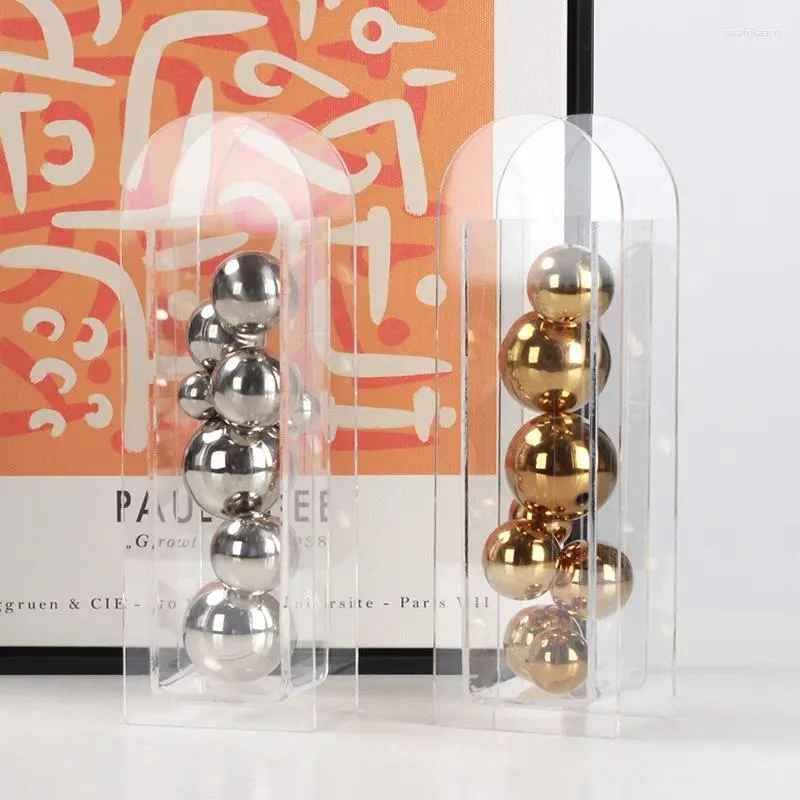 Vaser guld/silver akryl boll abstrakt konst transparent låda skrivbordsdekoration slipning hantverk rum estetik