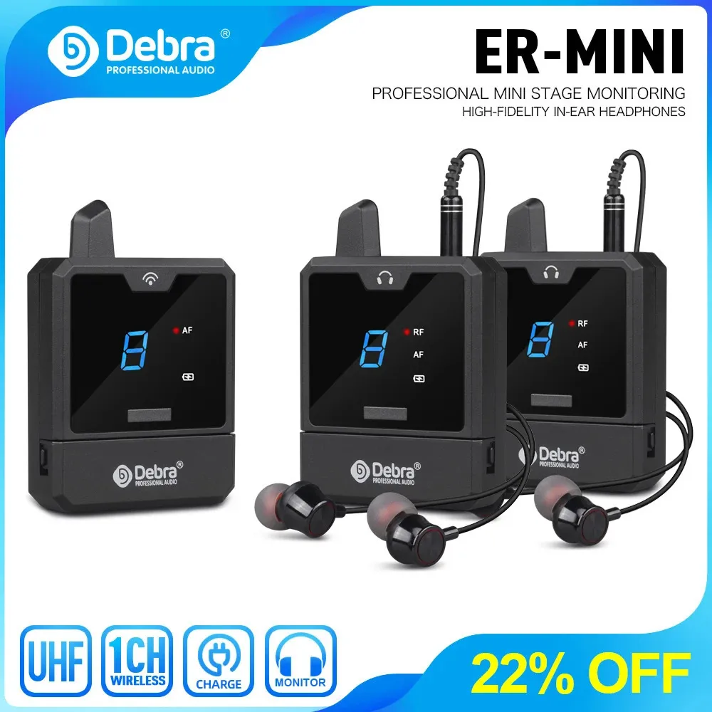 Debra audio-mini UHF IEM bezprzewodowy system monitorowania dousznego ładowania przenośnego do monitorowania audio muzycznego transmisji na żywo 240411