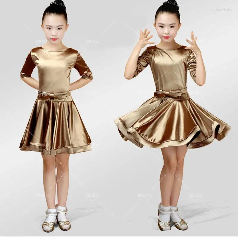 Scene Wear Girls Latin Dresses For Dancing Girl Ballroom Dance Dress Children Samba Cha Tango kjol Standard