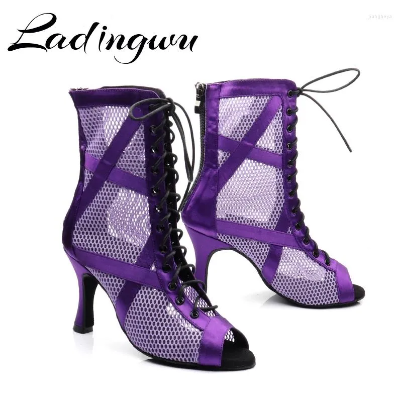 Scarpe da ballo Ladingwu Purple Women's Party for Ladies Boots Sexy Cuba High Heels Zapatillas Women latino