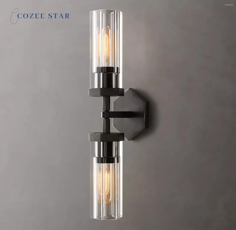 Настенная лампа Lambeth Hexagonal Linear Sconce Modern Retro Led Стекло светодиодного стеклянного латун