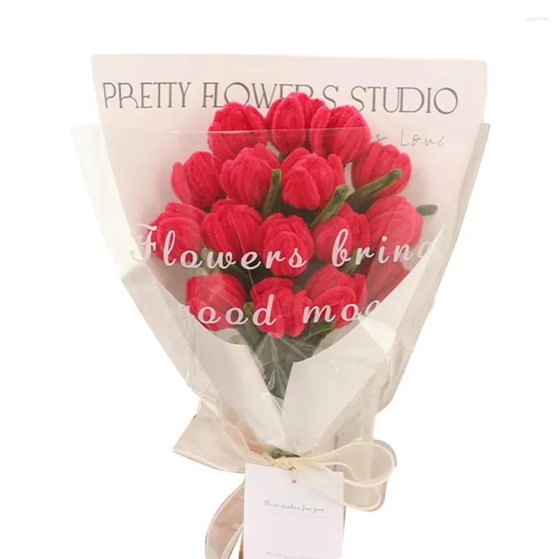 Decorative Flowers DIY Flower Bouquet Kit Flexible Materials Handmade Pink Purple Red Soft Twisted Stick Wedding Blue Creative