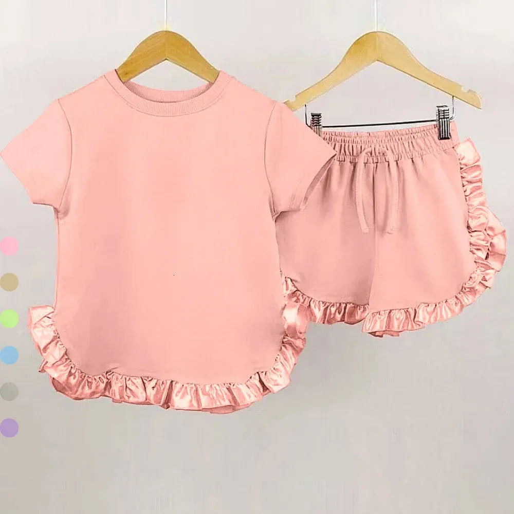 Summer Kids Little Sweet Girls Clothing Sets Cotton Luxury Homewear TopShorts Children Clothes Toddler Baby Outfits Suit 2Pcs 240418