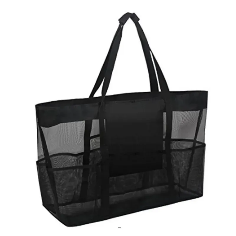 Sacs Mesh Plack Sac surdimensionné de grande capacité Sac fourre-tout imperméable à l'intérieur de poche fermeture à fermeture éclair topandle sacs sacs et sacs à main