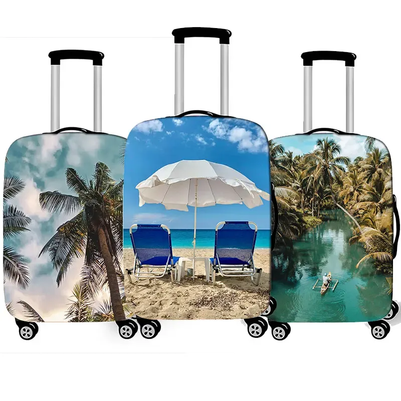 Accessori Paesaggio scenario Seaside Coperture per bagagli elastici Coperchio protettivo per la copertura antidusta delle valigie della spiaggia della spiaggia tropicale per accessori antidust