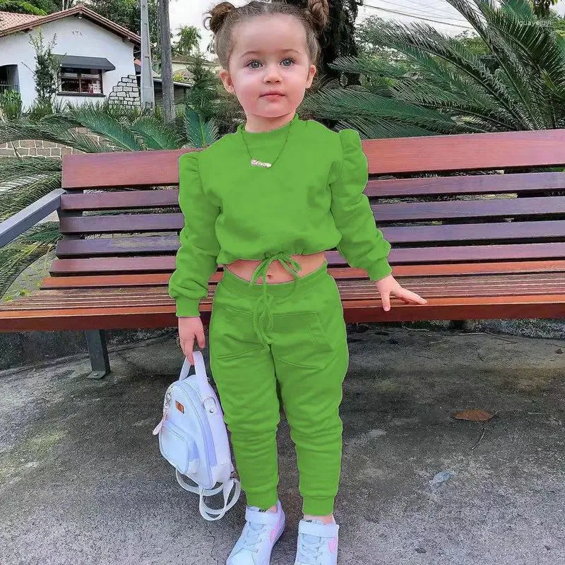 Clothing Sets 2 Pieces Kids Girls' Solid Color Hoodie & Pants Set Long Sleeve Active Outdoor 1-8 Years Fall White Light Green Pink