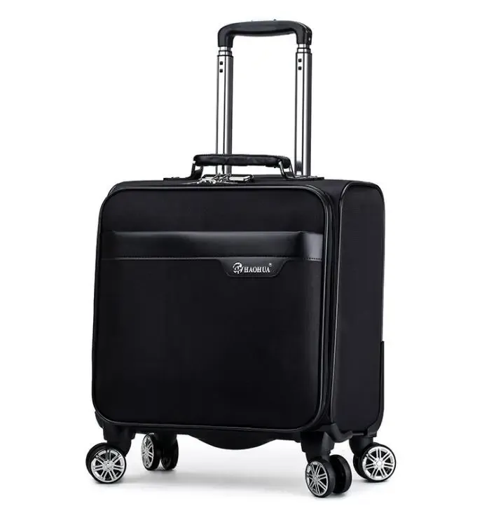 Luggage 18 Inch Rolling Luggage Bag Wheels Cabin Size Luggage Spinner Suitcase PU Travel Spinner Travel Trolley Bag For Bussiness Trip