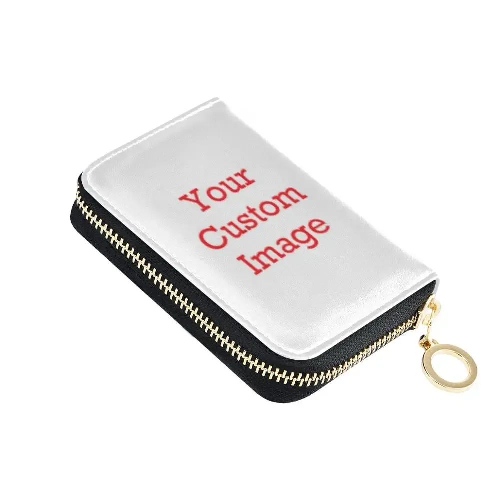 Titulares Alaza Nuevo diseñador Marca Fashion Fashion Suptor de tarjetas Impresión personalizada Tarjetas de crédito de billetera de cuero Zipper Case Bolsa