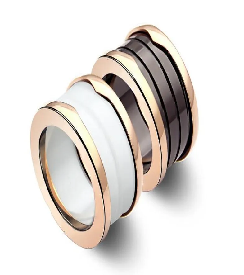 Europejska i amerykańska modna wersja pierścienia ceramicznego w literowaniu czarno -biała ceramiczna para Pink6659786