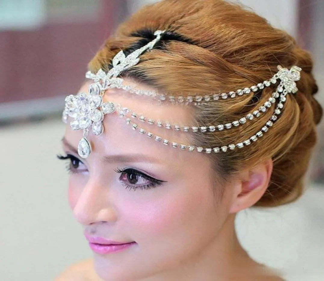 Parli di perle di perline di Crystal Fashion Banda per capelli bohémien Accessori per capelli da sposa Catene di diademi da matrimonio vintage 1777126
