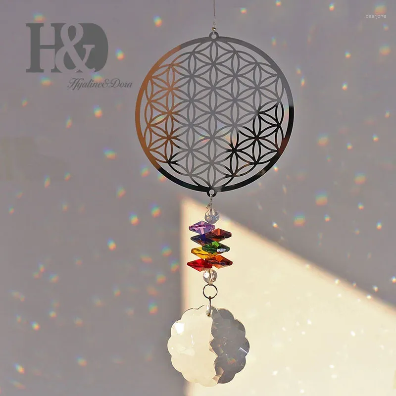 Trädgårdsdekorationer HD Crystal Suncatcher Rainbow Maker Life of Sunflower Hanging Sun Catcher för fönsterlycka gåvor