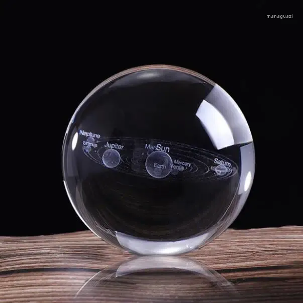 Estatuetas decorativas do sistema solar de cristal Bola de cristal 3D Planetas de Crystal Ball Planetas Modelo de Decoração de Casa para Ornamento de Astronomia de Férias