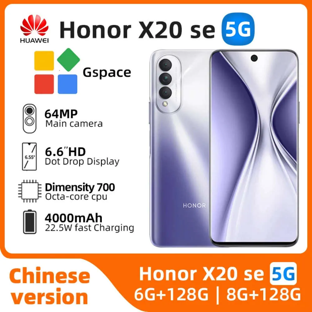 Honor X20 SE 5Gスマートフォン6.6INCH FHD 60Hz Dimenity 700 Android 11 22.5W高速充電64MP+16MPカメラオリジナル中古電話