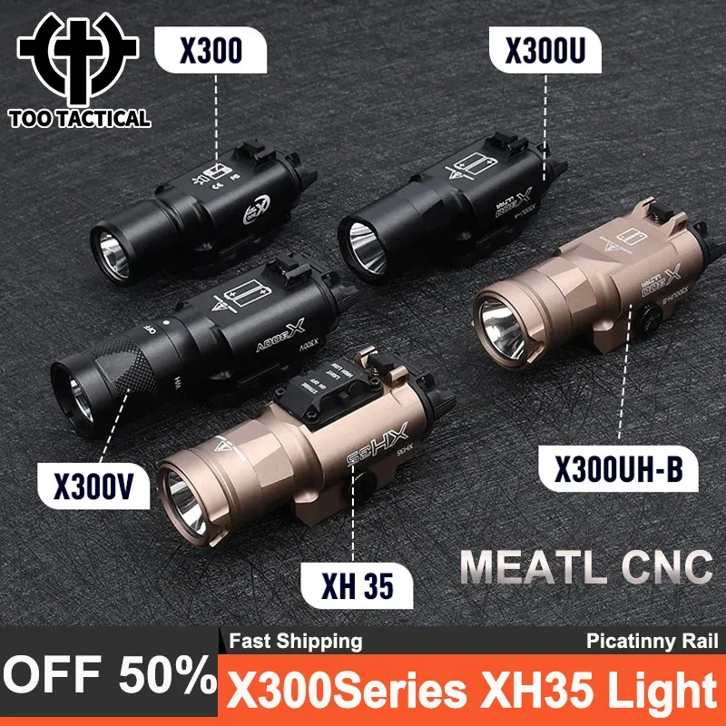 SCOPES SUREFIR X300 ficklampa Strobe Tactical X300U X300V XH35 X300UHB Metal Spotlight White LED Belyst jaktpistolfackla