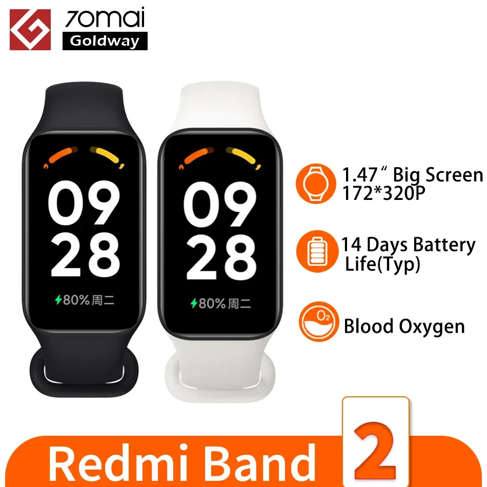 Wristbands Xiaomi Redmi Band 2 Smart Bracelet 1.47" Big Screen Blood Oxygen Heart Rate Fitness Tracker Bluetooth Mi Band Miband 2 Wristband