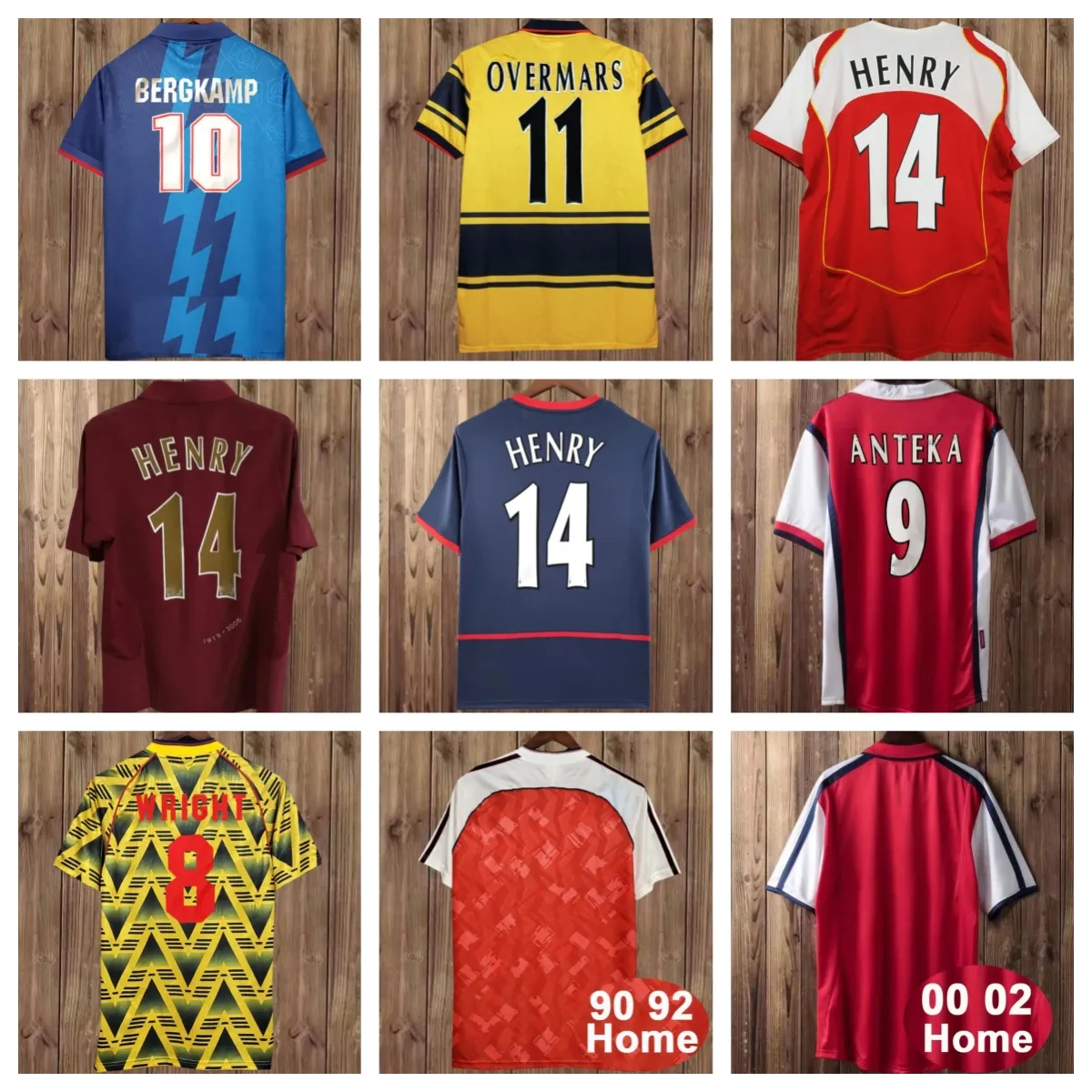 2002 2005 Henry Bergkamp Mens Retro Soccer Jerseys 94 97 V. Persie Vieira Merson Adams à la maison 3e chemise de football