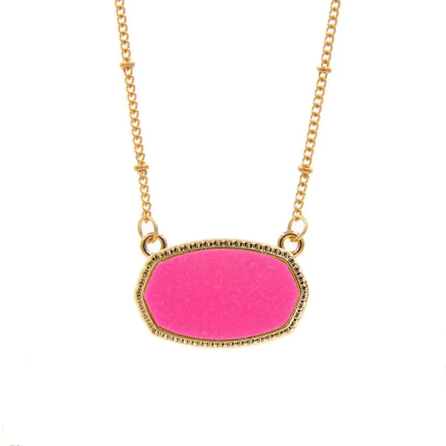 Big Oval Style Druzy Druy Anhänger Halsketten Hexagon Harzkragen Mode Marke Frauen Schmuckparty Hochzeitsdating Geschenk