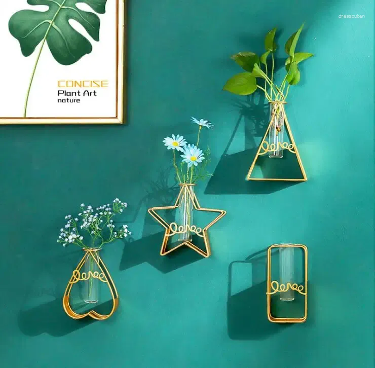 Ganchos mistura design de planta verde suporte de garrafa de parede de parede de parede de metal vaso de flor multiuso unders use