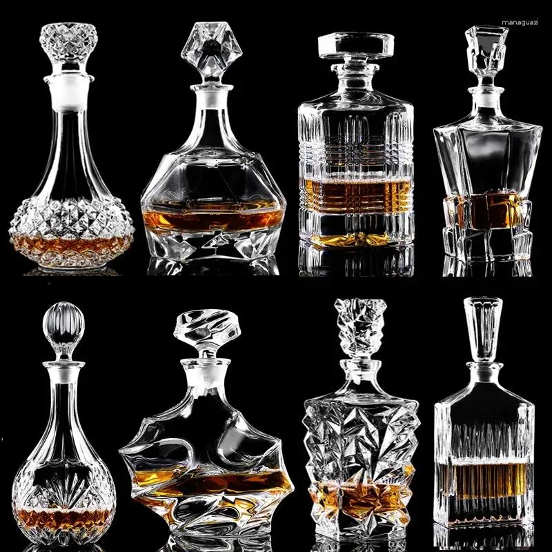 Questões de quadril Crystal Glass Red Bottle Decanter Whisky Liquor Brewing Jug Home Bar Vodka Beer