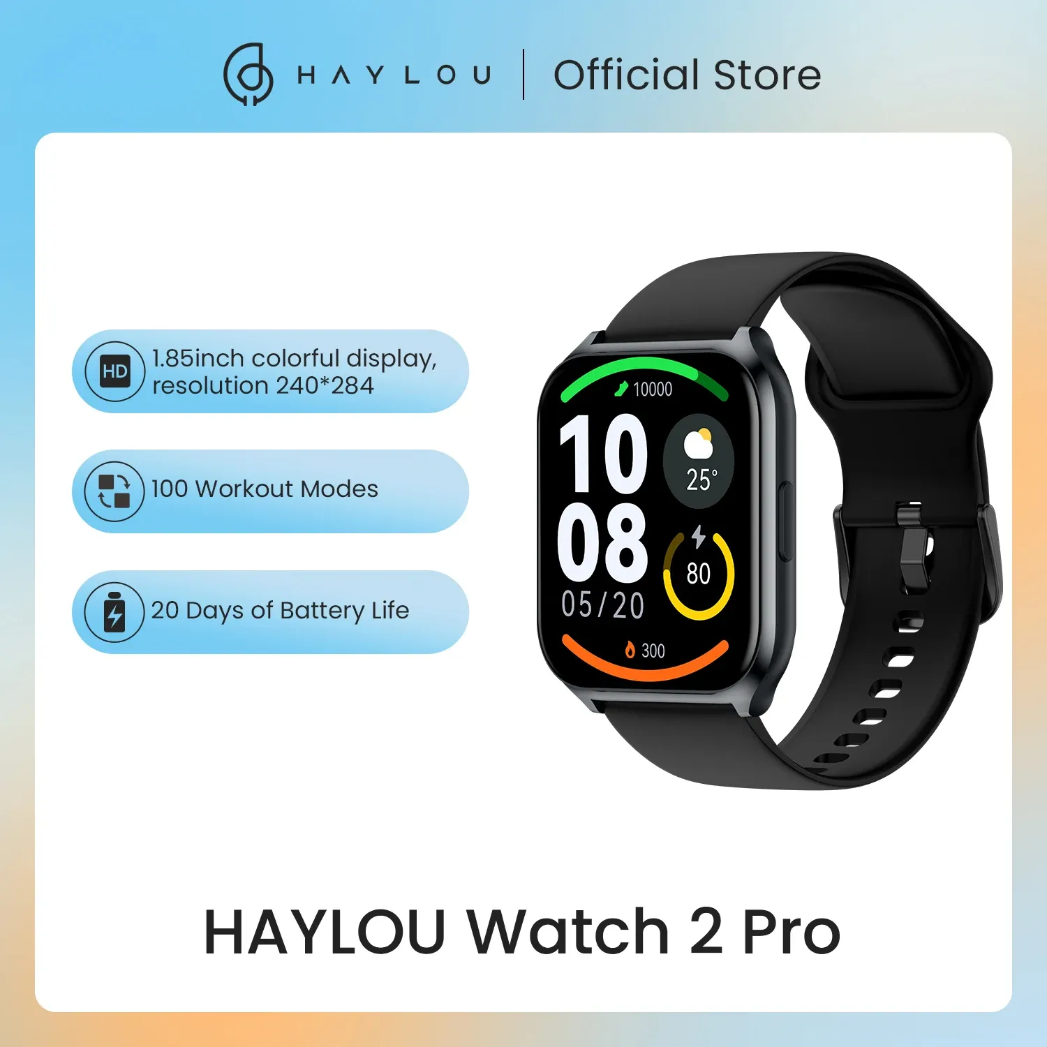 時計Haylou Watch 2 Pro（LS02 Pro）スマートウォッチ1.85インチ大型ディスプレイ100ワークアウトモード男性のためのスマートウォッチ監視