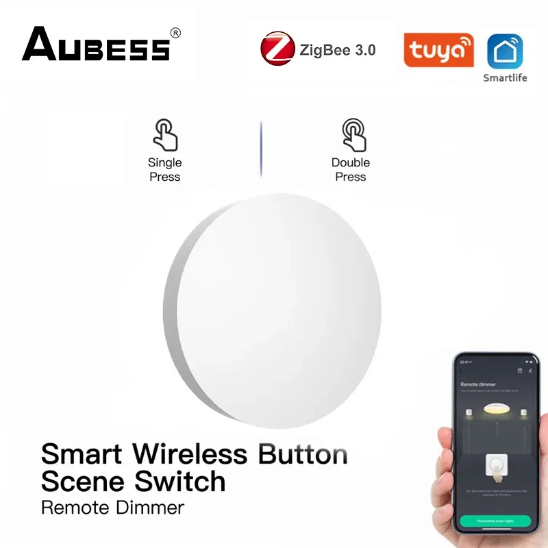 CONTRÔLER AUBESS Zigbee Button Scene Strott MultiScène Linkage Smart Switch Batterred Works With Tuya Smart Life Zigbee Appareils