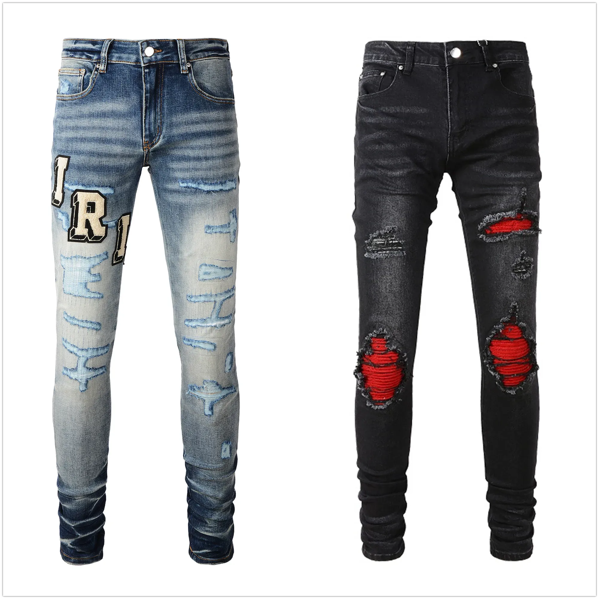 Designerjeans Luxus Herren Jeans Wanderhose Ripped Hip Hop High Street Modemarke Pantalones Vaqueros Para Hombre Motorrad Stickerei