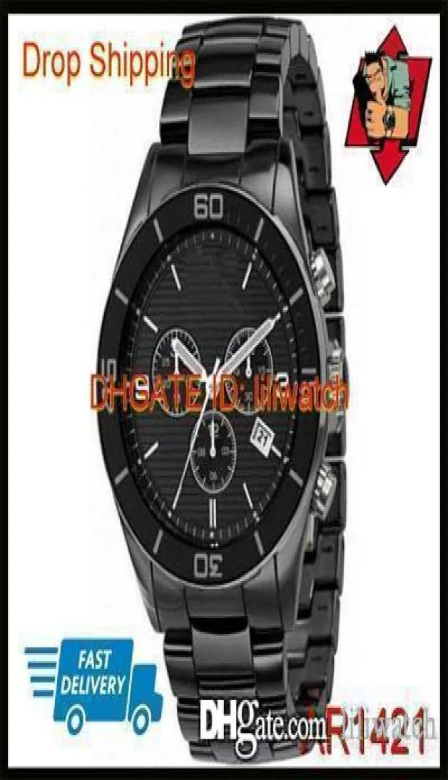 100 originele Japan Movement Drop Nieuwe Mens Ceramic Chronograph Dial Quartz Watch AR1421 AR1424 AR14295673811