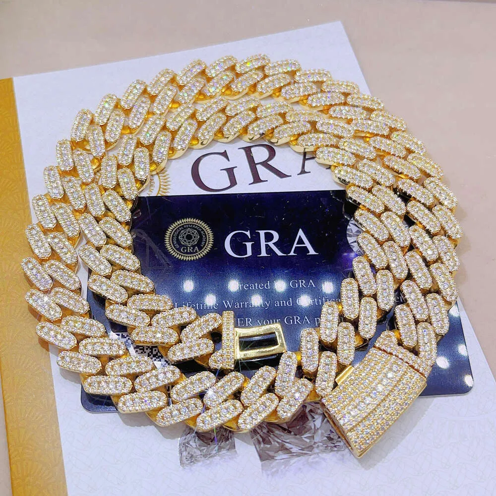 Gra Certificated Diamond Pure Sterling Silver 925 Chains for Men Vvs Moissanite Cuban Link Chain