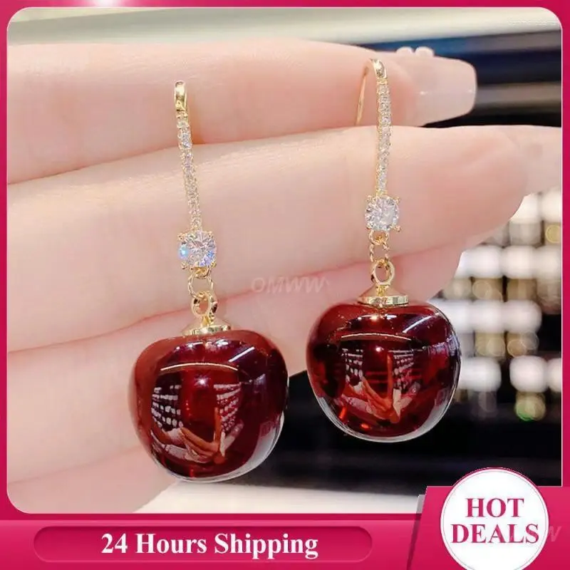 Dangle Earrings Fashion Cherry Shape Alloy Red Female Earring Long Lasting Color Claret