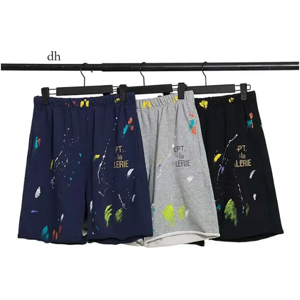 Cross-Border Fashion Shorts Graffiti Men et femme High Street Sclashed à l'encre Impression de loisirs Fifth Pants 37