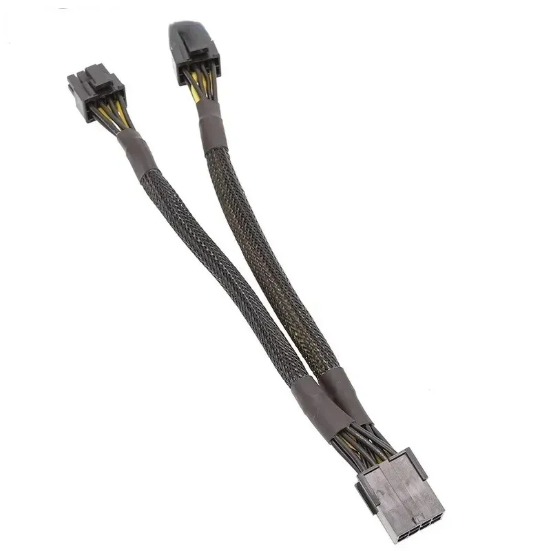 25cm Braided Y-Splitter GPU Adapter Cable PCIe 8 Pin Female To Dual 2X8 Pin6+2 Male PCI Express Power Adapter Extension Cable