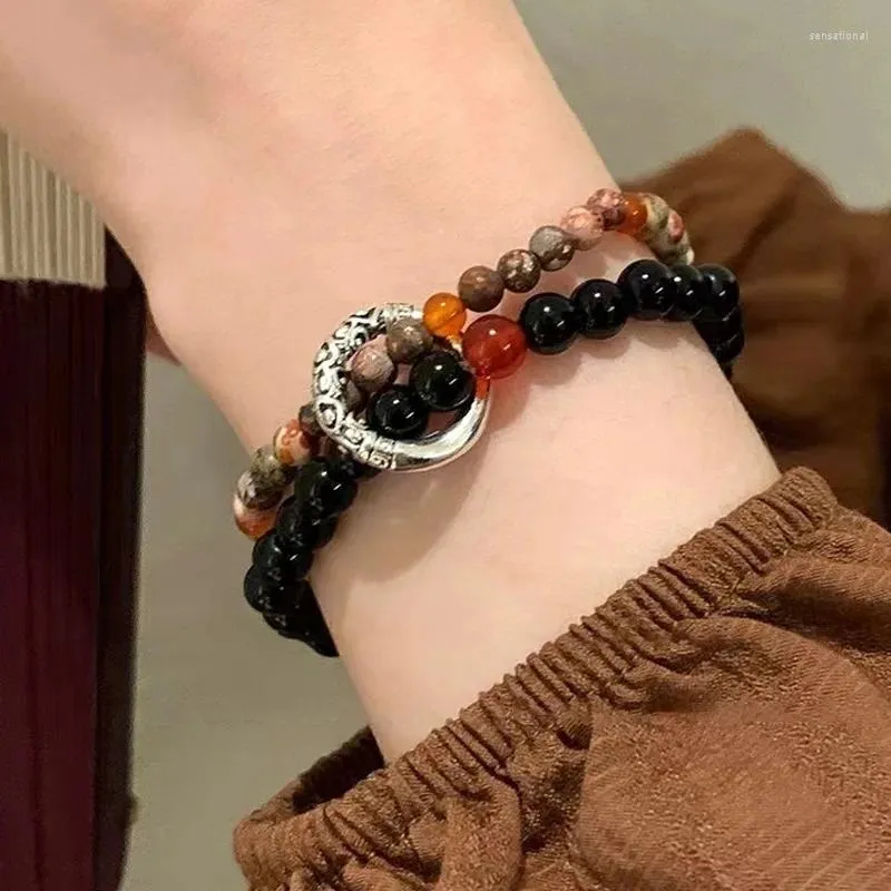 Strang Ethnischer Stil Doppelschicht Perlen Armband Naturstein Agenat Quarz Krytsal für Männer Frauen Yoga Charme Armbänder Schmuck Geschenk