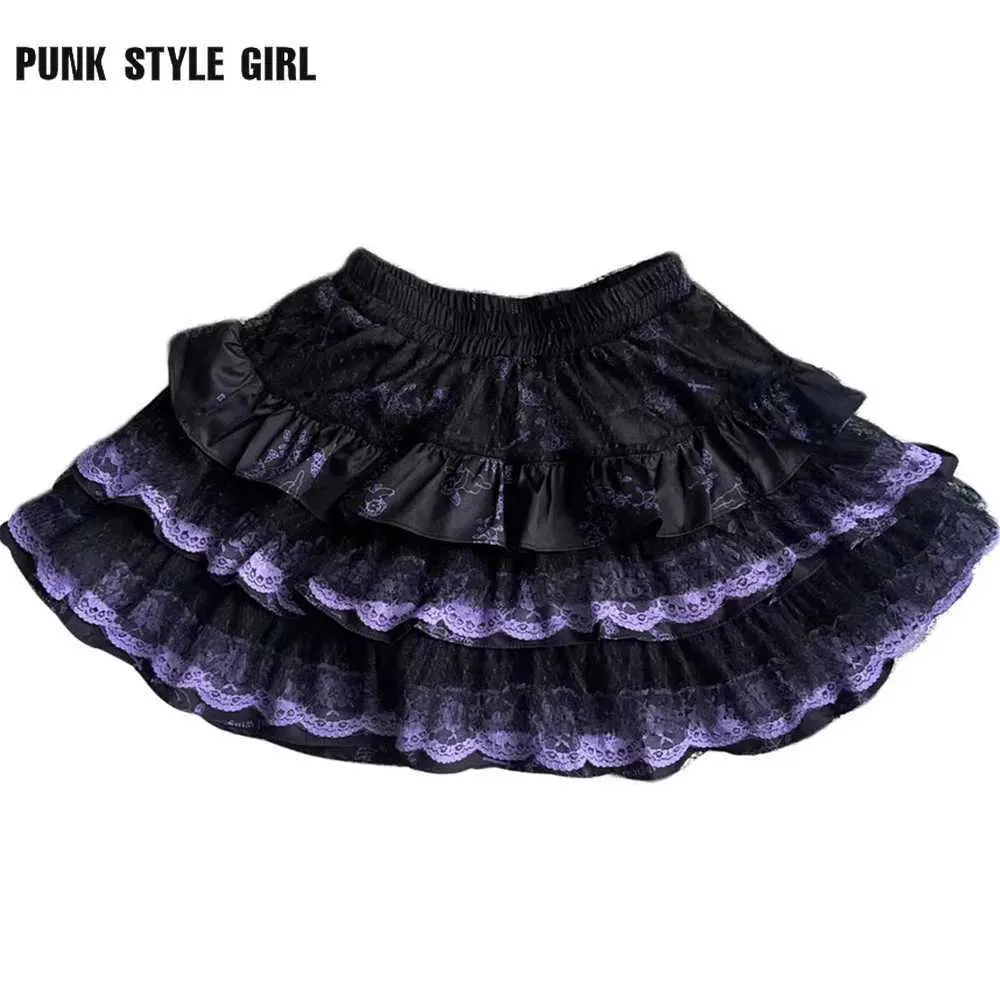 Kjolar 2024 cosplay cume kvinnor spets kawaii kjol harajuku flickor lolita gotiska kjol kvinnor retro ruffle cake trötta kjolar strtwear y240420